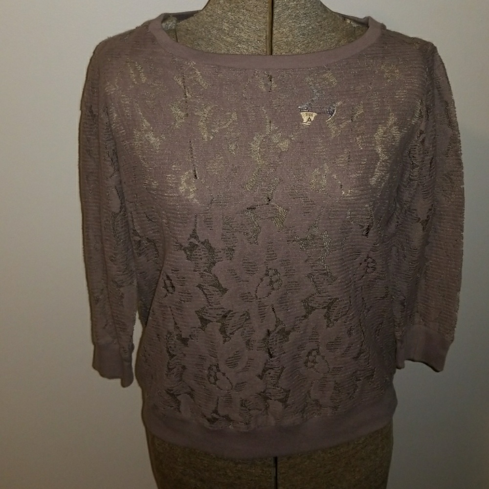 Brown Lace 3/4 Top